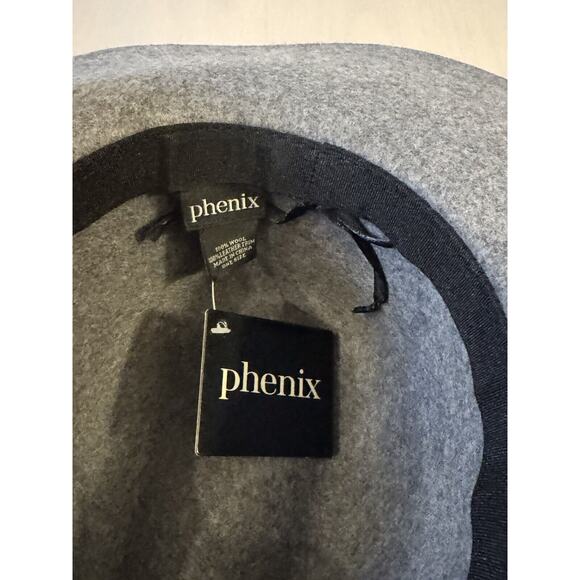 Phenix Charcoal Grey Wool Wide Brimmed Hat Boho Leather Trim Wool